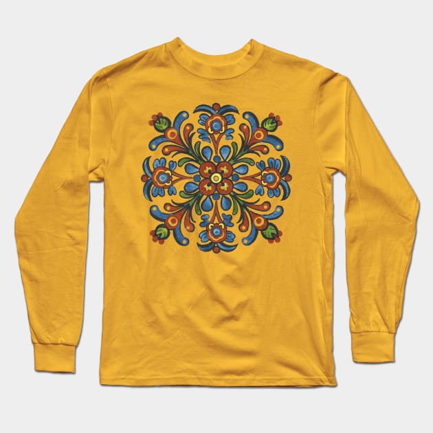 Handpainted Rosemaling, Norwegian Folk Art Long Sleeve T-Shirt by craftydesigns